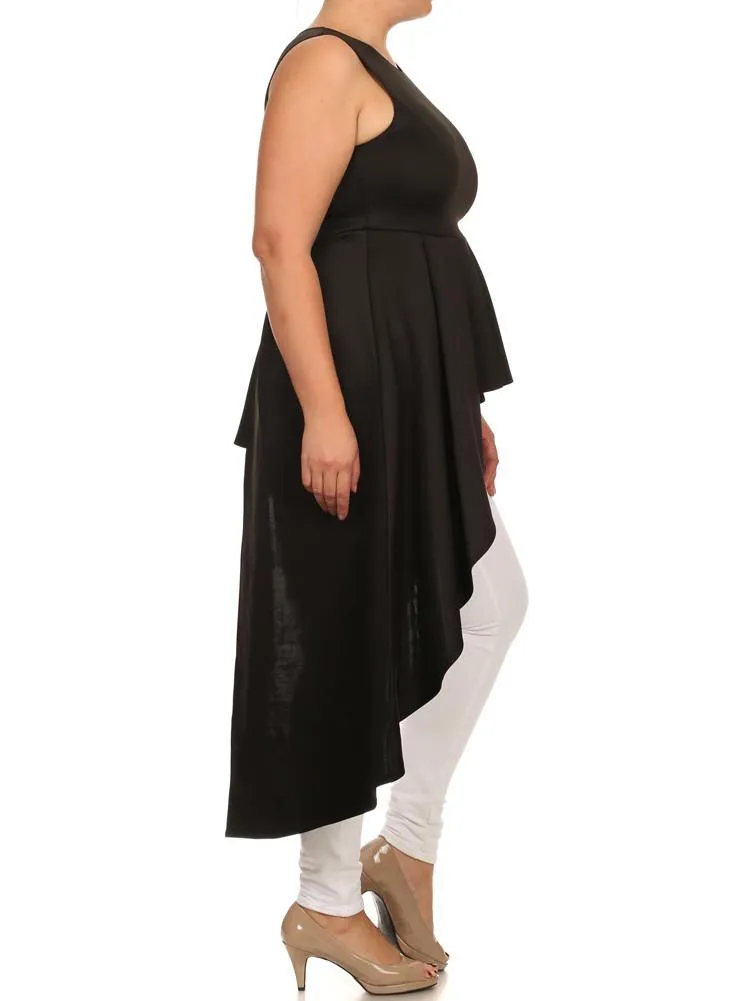 Plus Size Gala Asymmetrical Black Maxi Shirt Dress