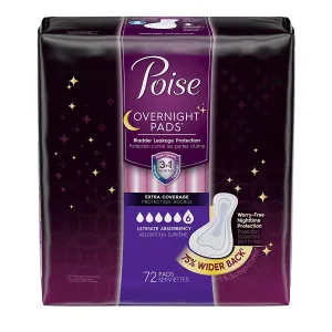 Poise Overnight Incontinence Pads, Ultimate Absorbency, Extra Coverage, 2 Packs of 24