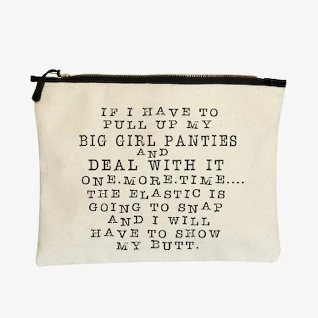 Pretty Clever Words Canvas Zippered Bag
