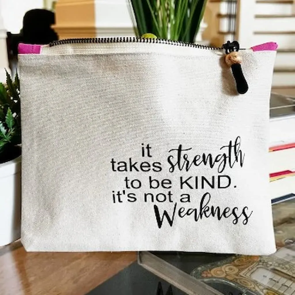 Pretty Clever Words Canvas Zippered Bag