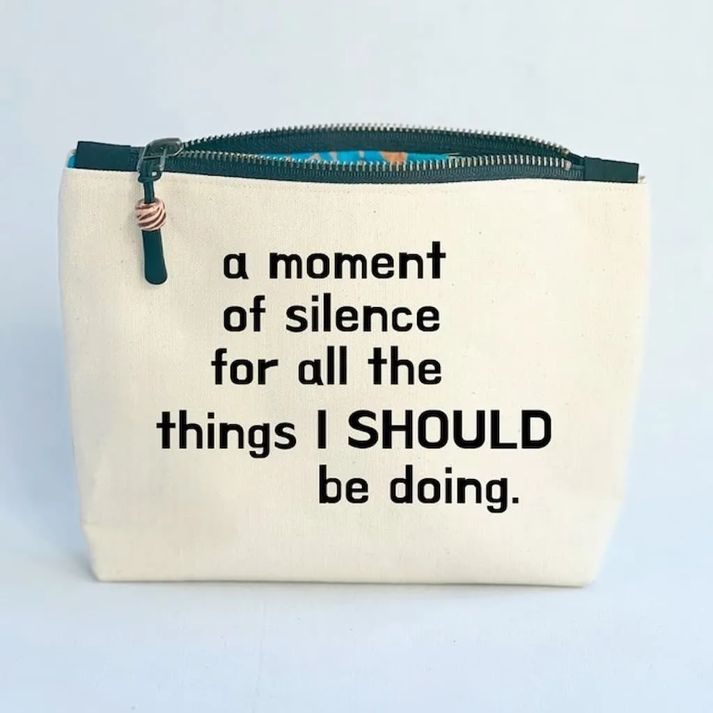 Pretty Clever Words Canvas Zippered Bag