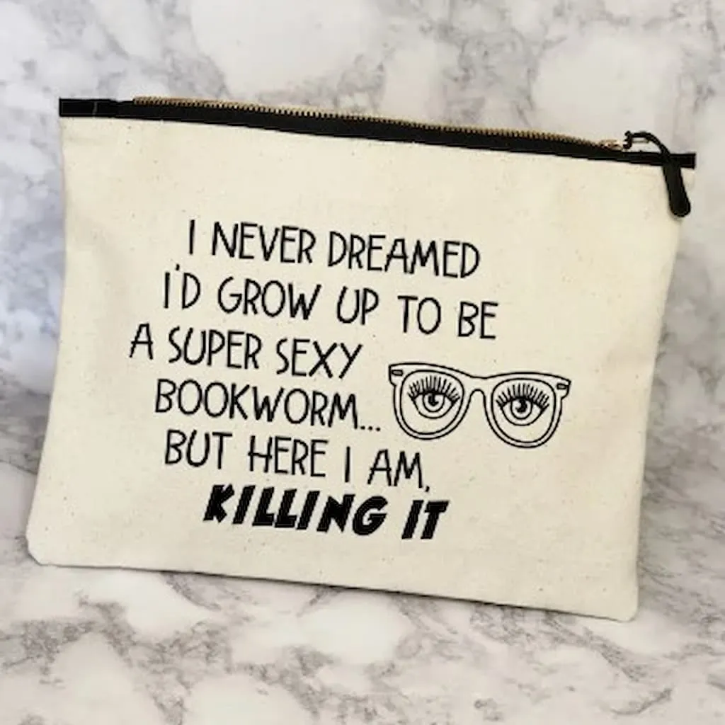 Pretty Clever Words Canvas Zippered Bag