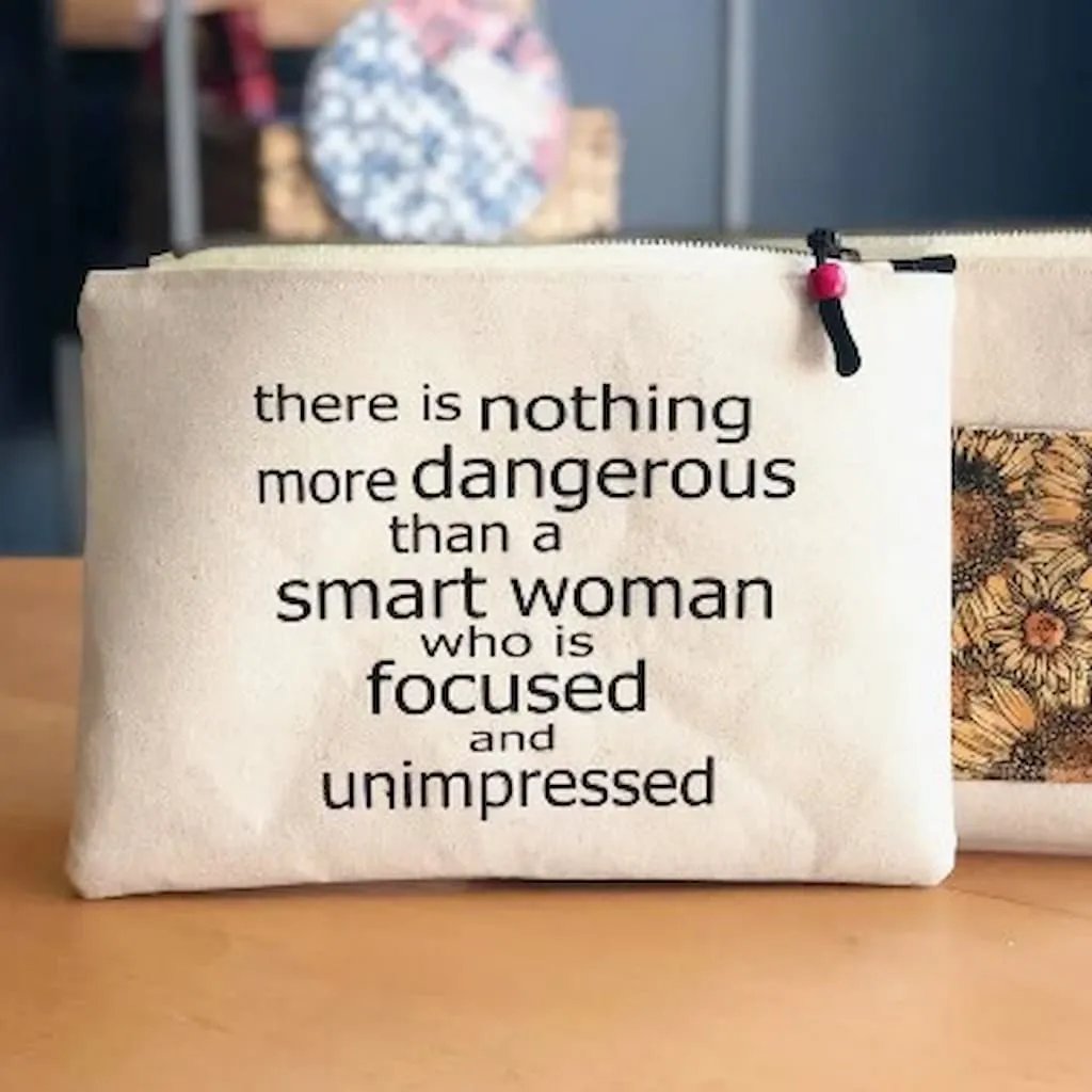 Pretty Clever Words Canvas Zippered Bag