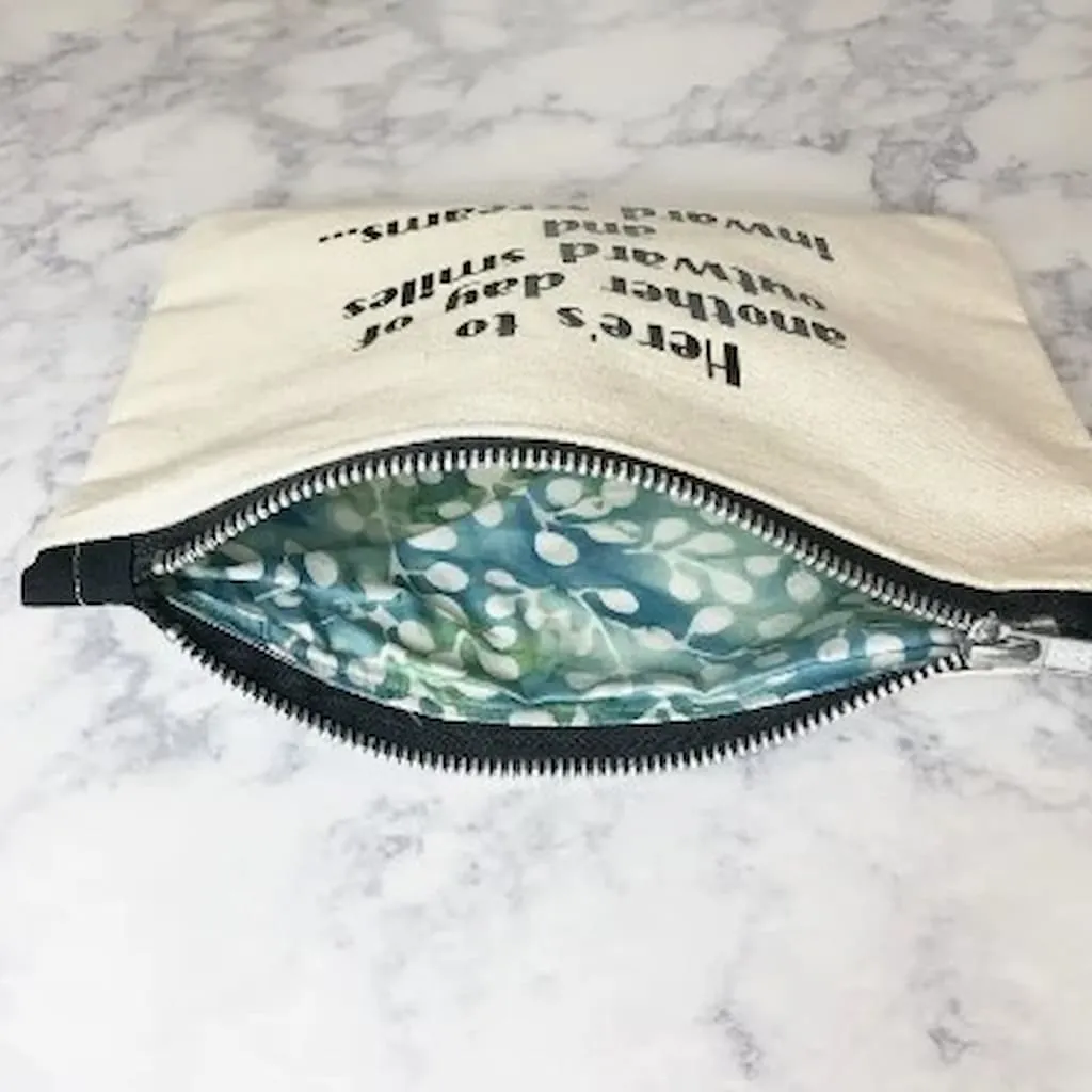 Pretty Clever Words Canvas Zippered Bag