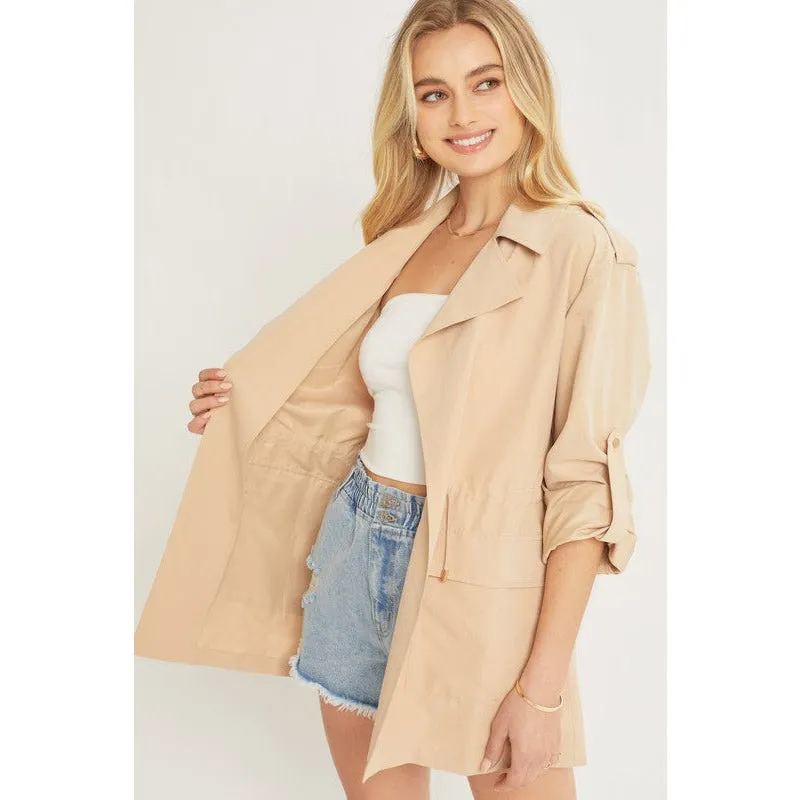 Pretty Nice Collared Jacket - Khaki