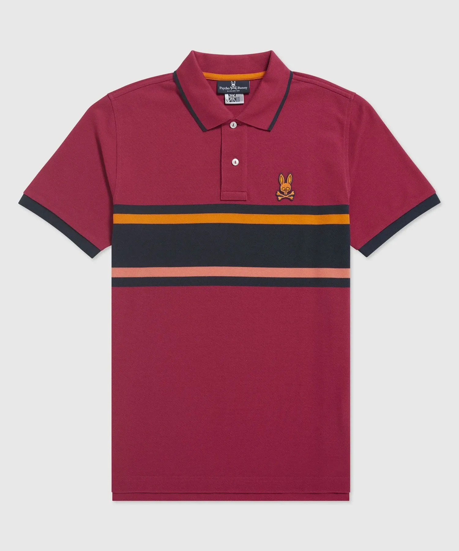 Psycho Bunny Corby Stripe Polo - Cranberry