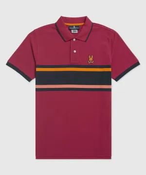 Psycho Bunny Corby Stripe Polo - Cranberry