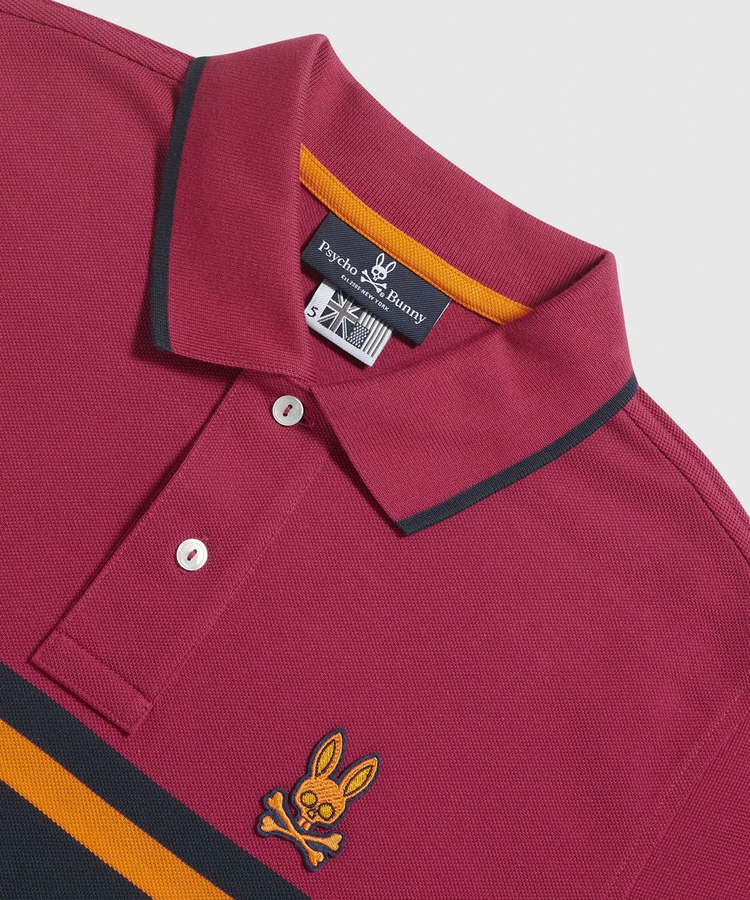 Psycho Bunny Corby Stripe Polo - Cranberry