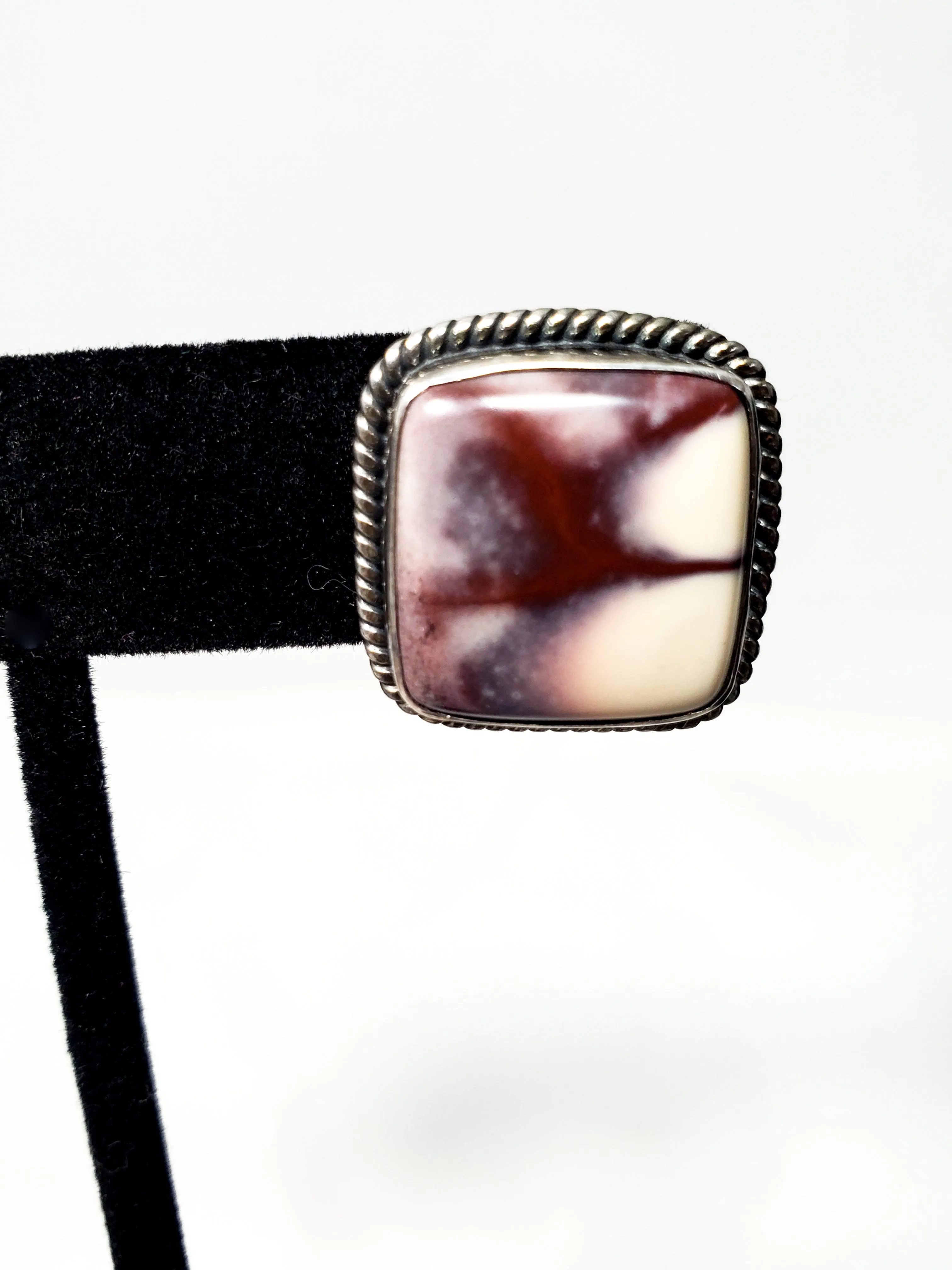 Purple and white agate gemstone sterling silver artisan earrings 925
