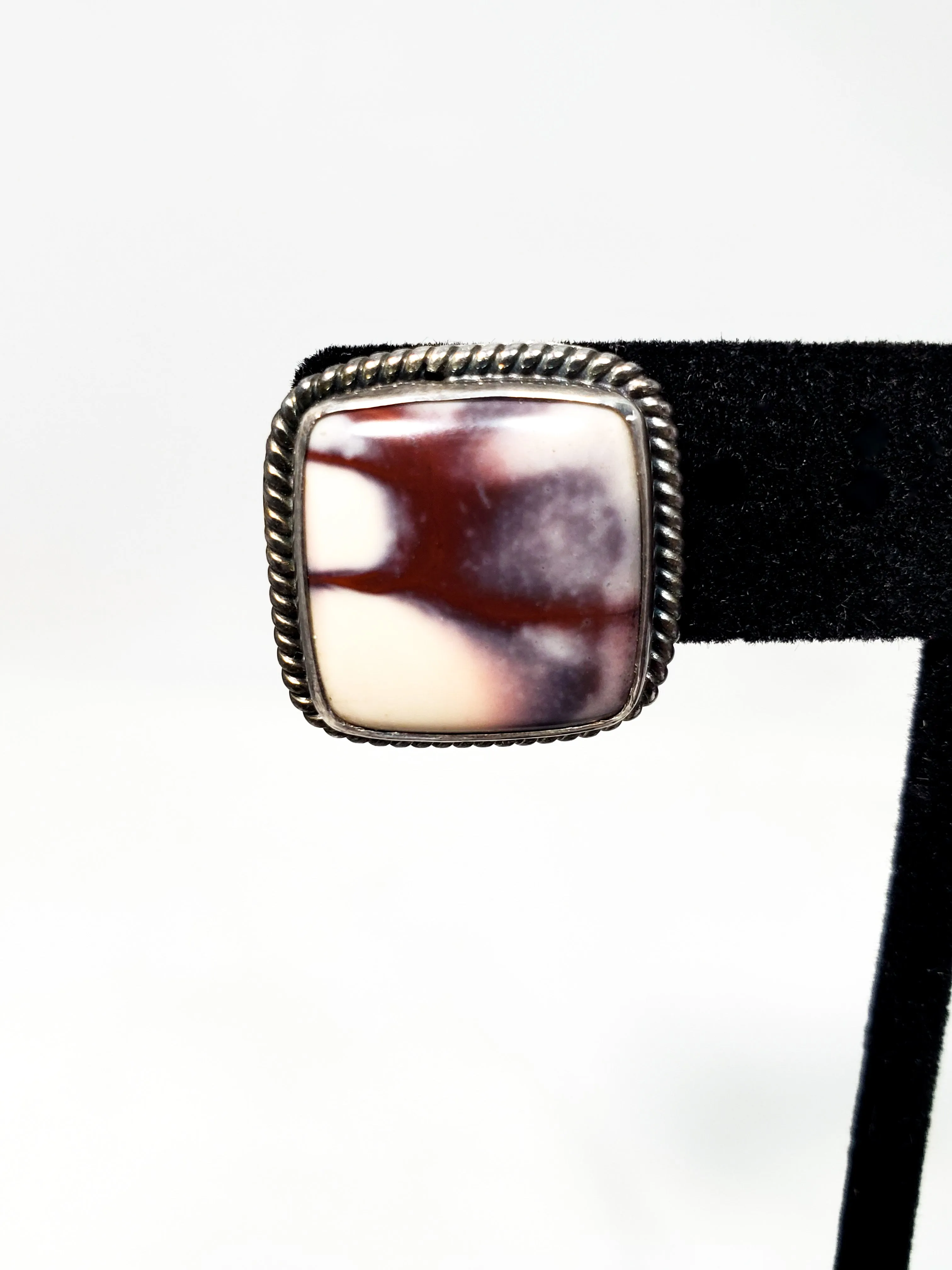 Purple and white agate gemstone sterling silver artisan earrings 925