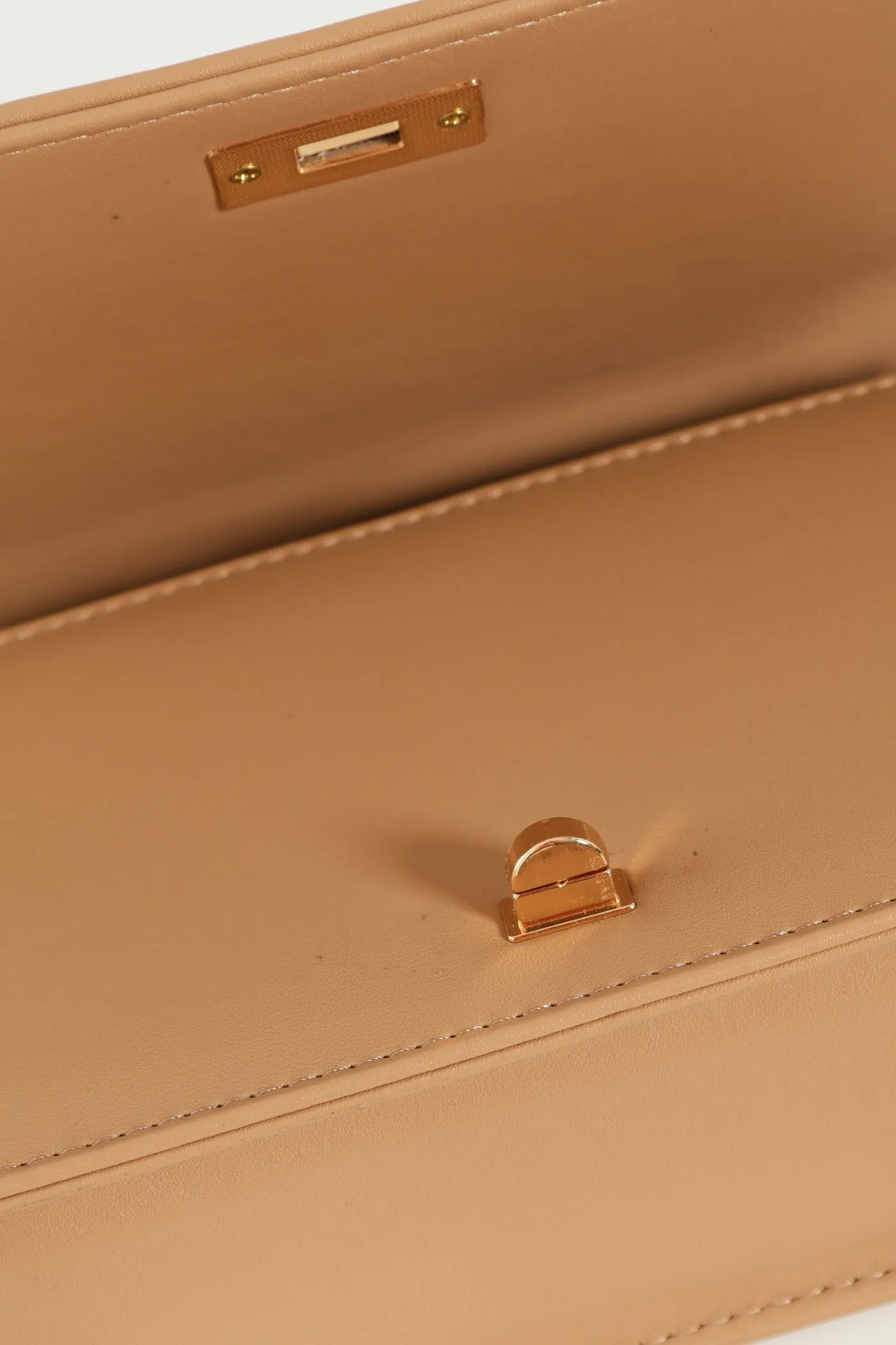 Quilted Chain Satchel - Taupe