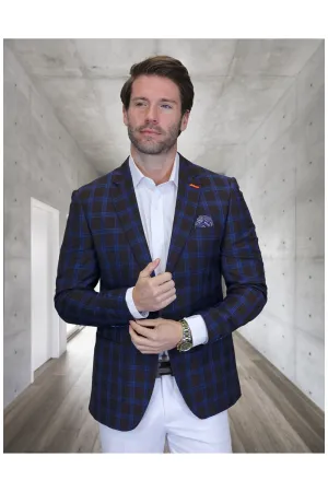 "Valentin" Brown Windowpane Sports Jacket (Patch Pockets)