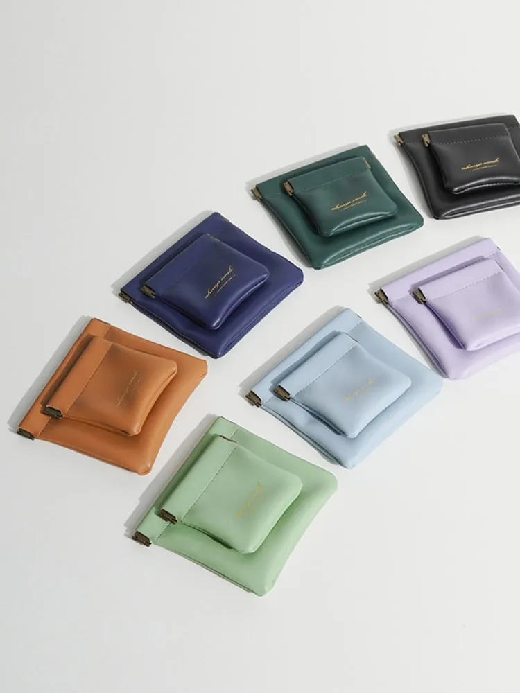 Realaiot Ins Cosmetic Bag Small Portable Airpods Protective Sleeve Mini Bag Earphone Sundries Lipstick Storage Bag PU Leather Small Bag
