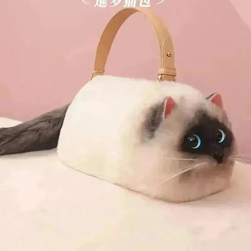 Realistic Handmade Cat Plush Handbag