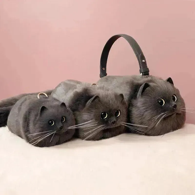 Realistic Handmade Cat Plush Handbag