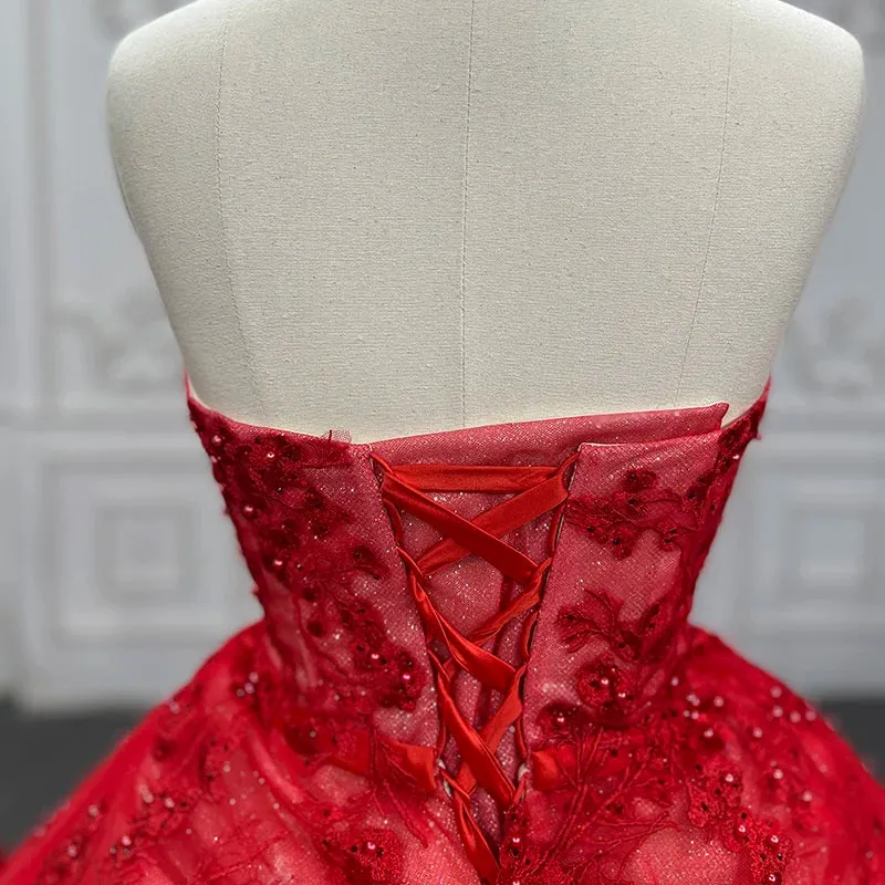 Red Off Shoulder Quinceanera Dresses Sweetheart Tulle Appliques Ball Gown
