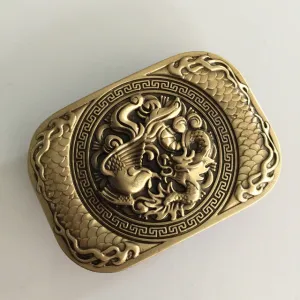 Retail 2017 New High Quality 3D Phoenix Dragon Solid Brass Men belt buckle With 137g Metal Cowboy Belt Head For 4cm Wideth Belt