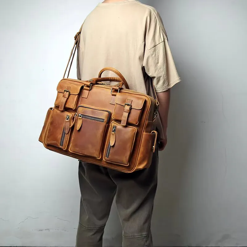 Retro Crazy Horse Leather Handbag