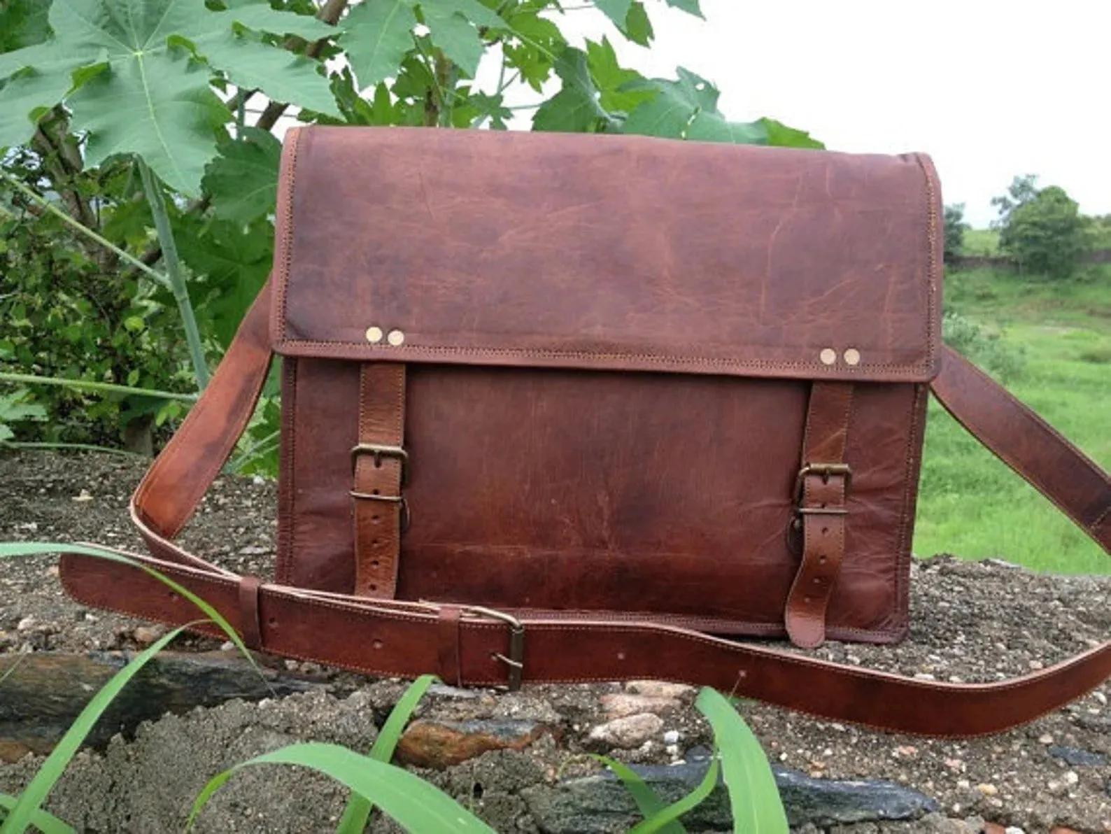 Retro Style Leather Messenger Bag