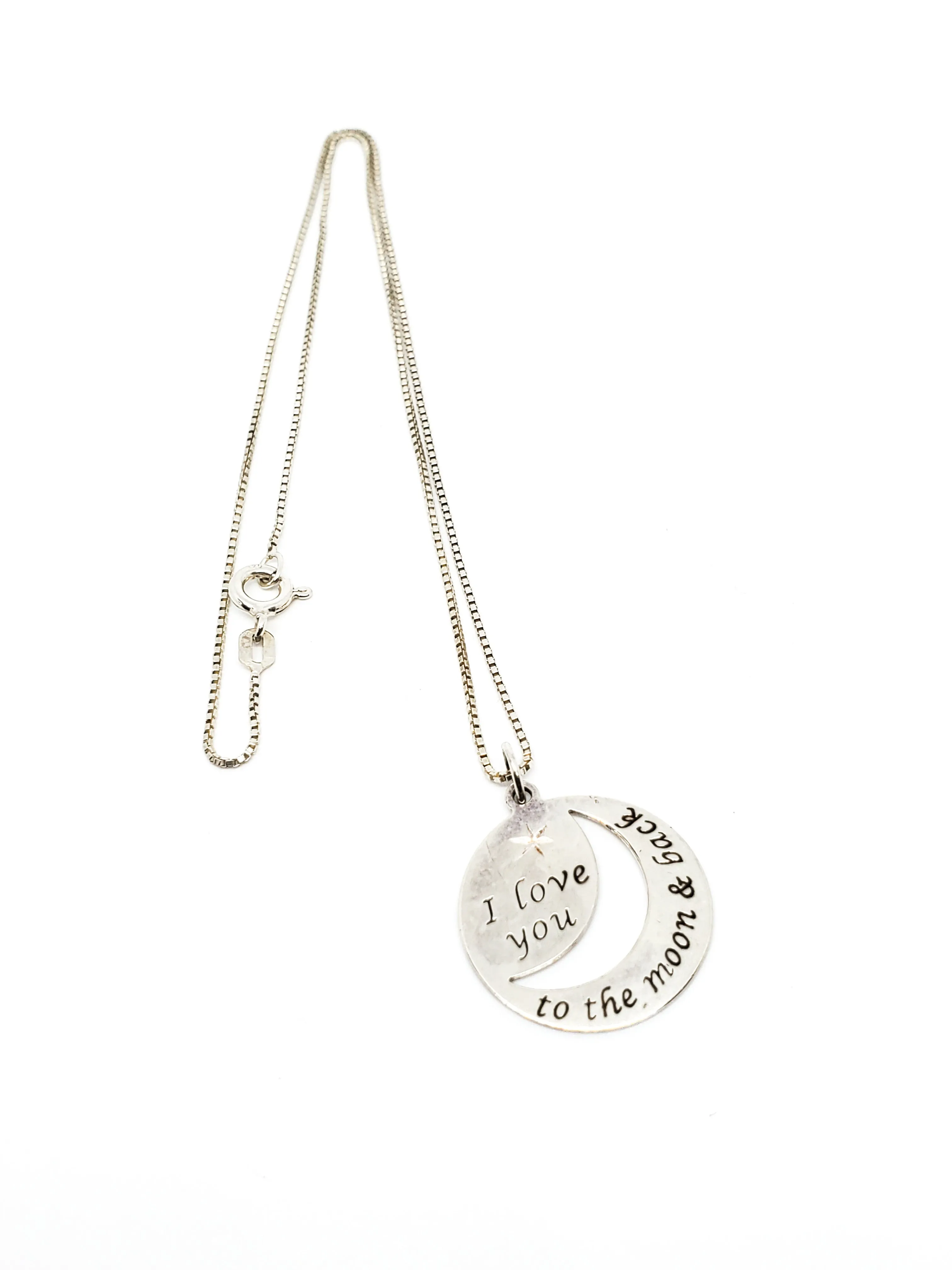 RJ Graziano I love you to the moon and back sterling silver pendant necklace 925
