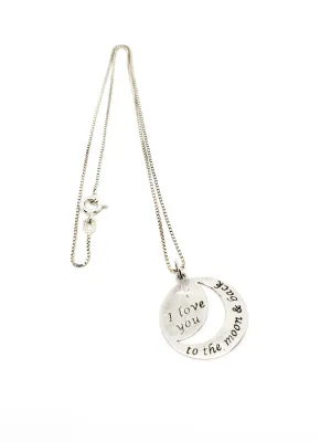 RJ Graziano I love you to the moon and back sterling silver pendant necklace 925