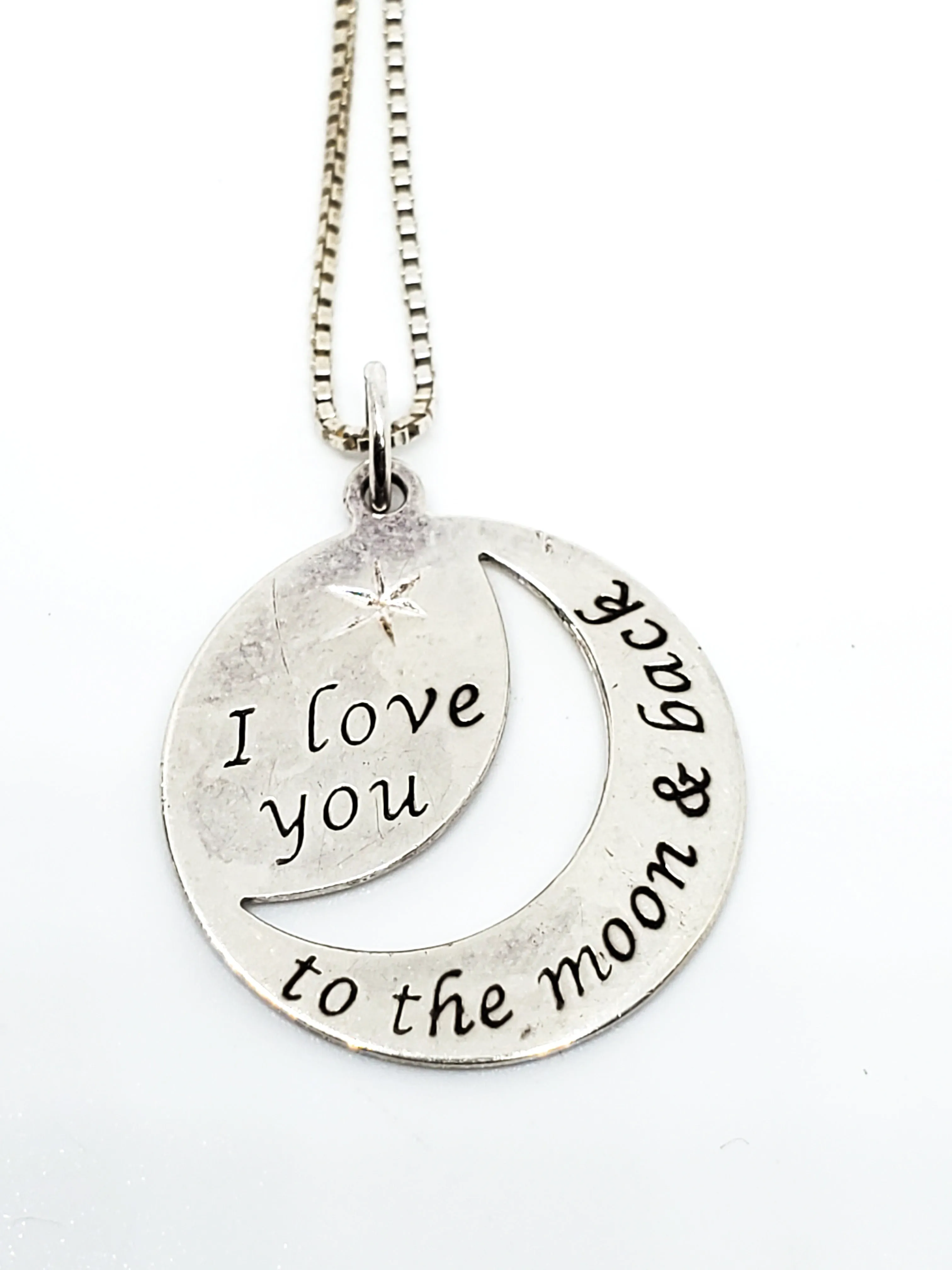 RJ Graziano I love you to the moon and back sterling silver pendant necklace 925