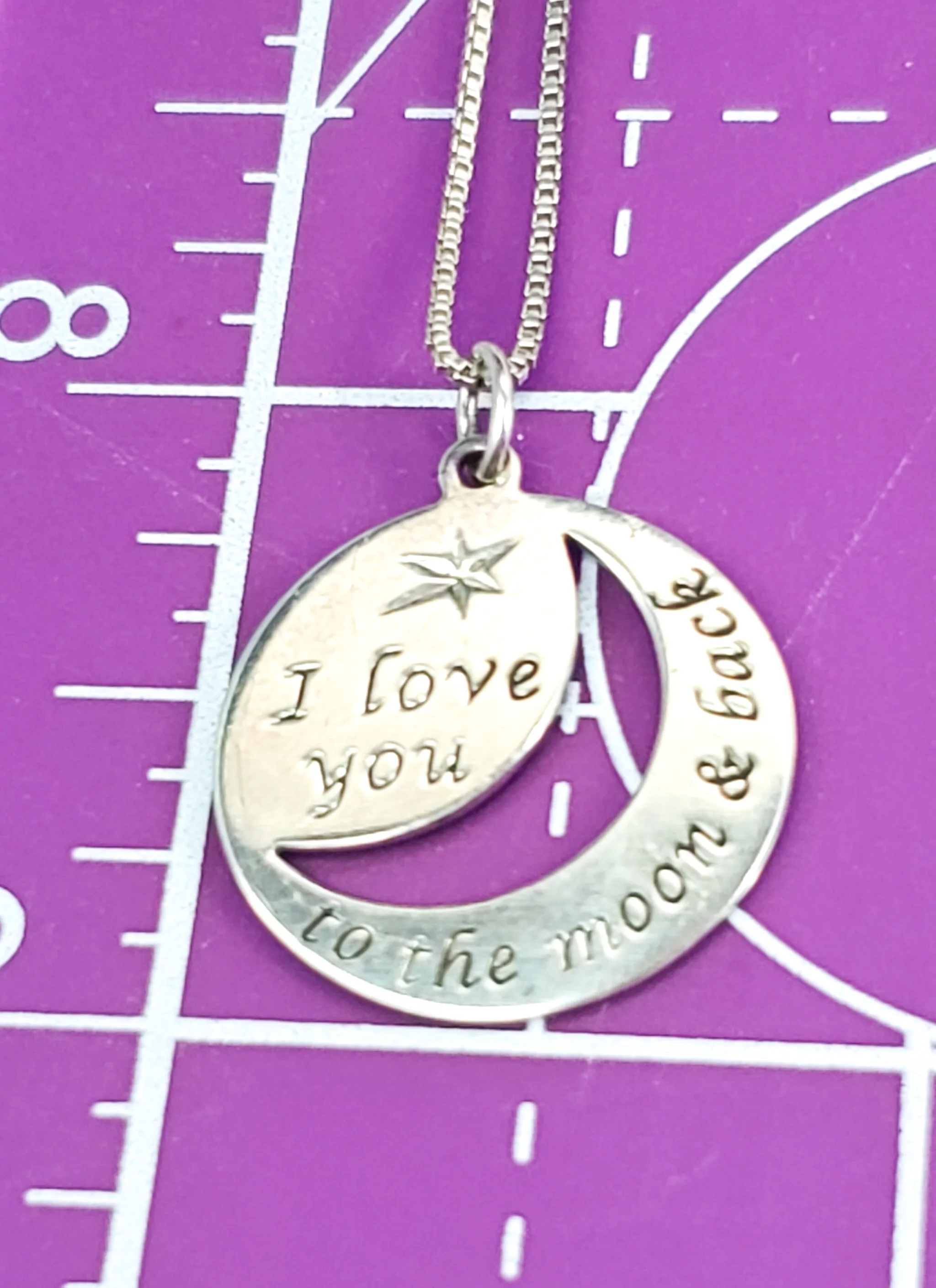 RJ Graziano I love you to the moon and back sterling silver pendant necklace 925