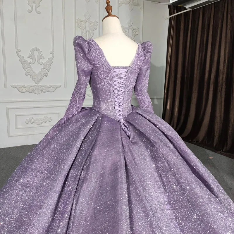 Romantic V-neck Quinceanera Dresses Ball Gown Long Sleeves Beading 16 Birthday Gown