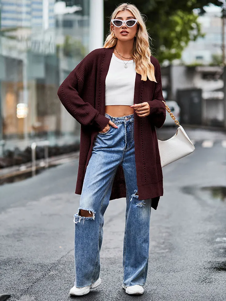 Rosalie Long Sleeve Waffle-Knit Cardigan