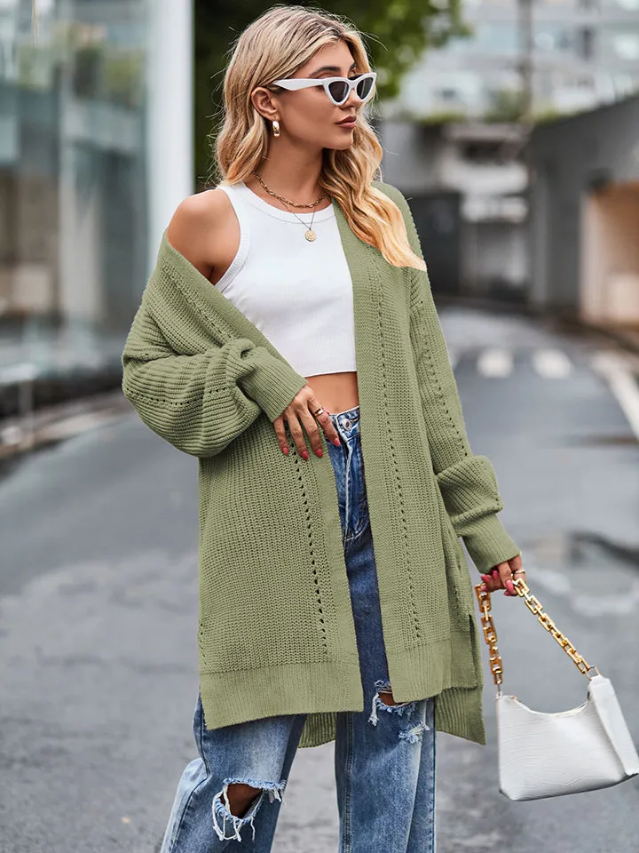 Rosalie Long Sleeve Waffle-Knit Cardigan