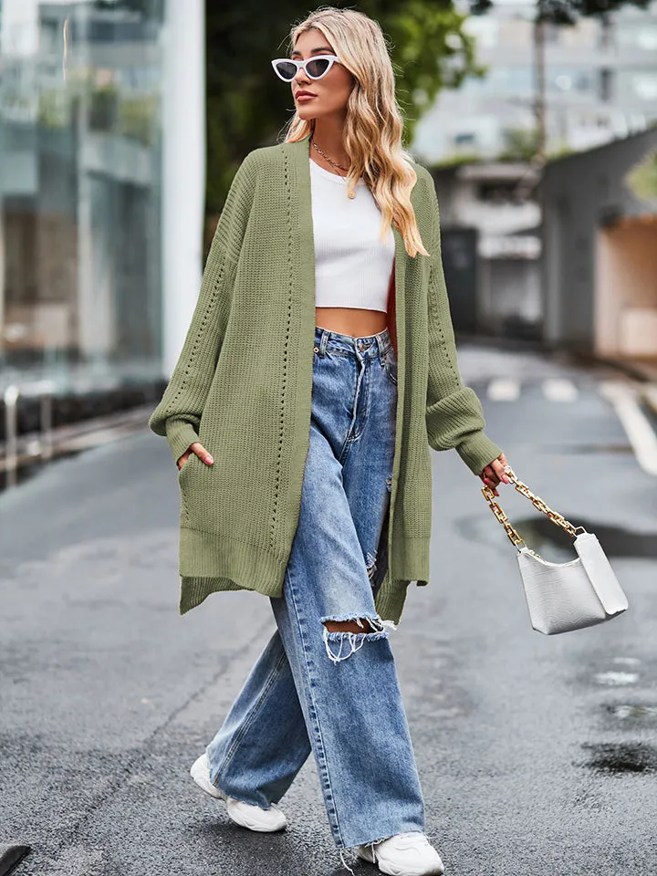 Rosalie Long Sleeve Waffle-Knit Cardigan