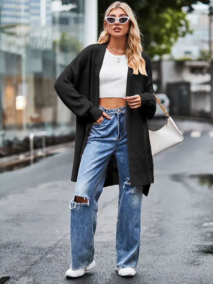 Rosalie Long Sleeve Waffle-Knit Cardigan