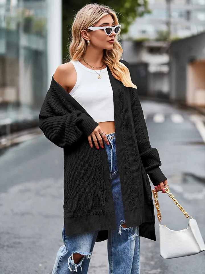 Rosalie Long Sleeve Waffle-Knit Cardigan