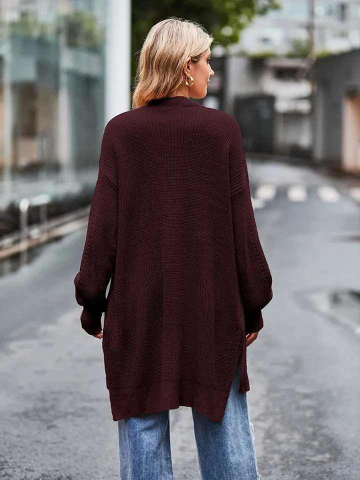 Rosalie Long Sleeve Waffle-Knit Cardigan