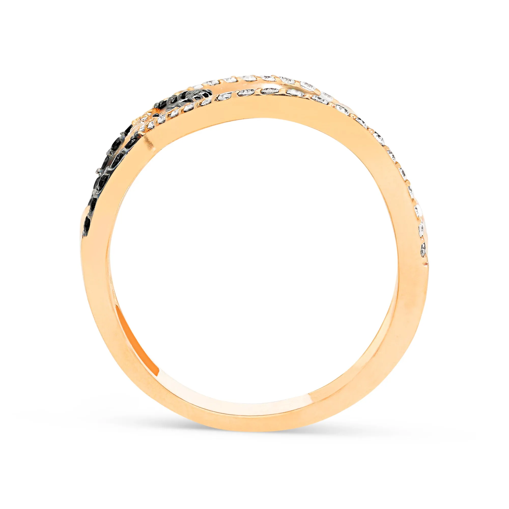 Rose Gold White and Black Diamond Ring
