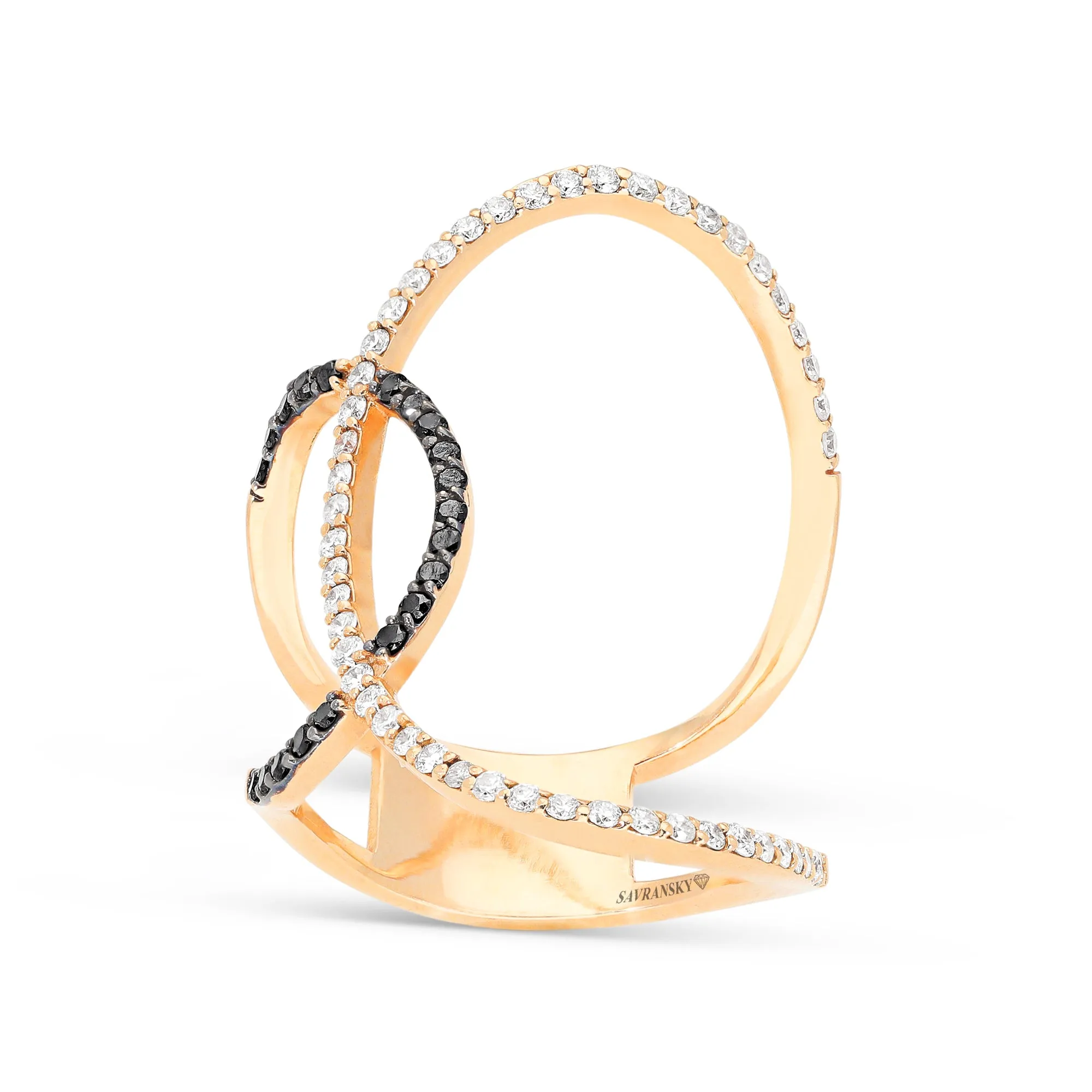 Rose Gold White and Black Diamond Ring