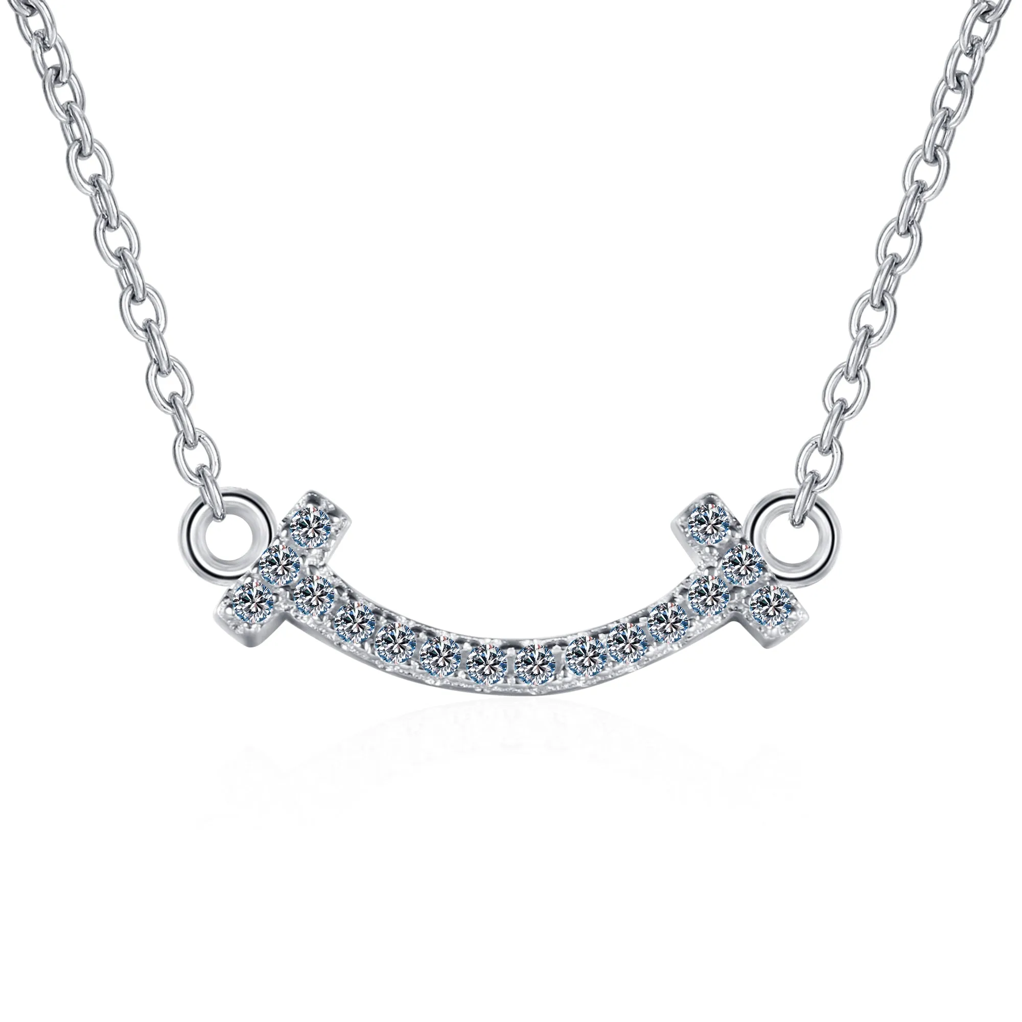 Round Cut Moissanite Diamond Smiley Necklace