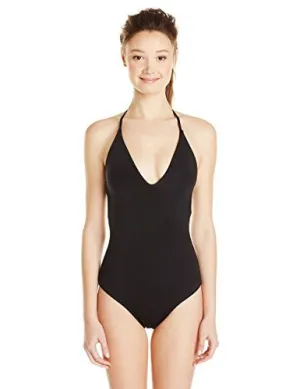 Roxy KVJO Black Juniors Wrapsody Deep-V One-Piece Swimsuit Size XS