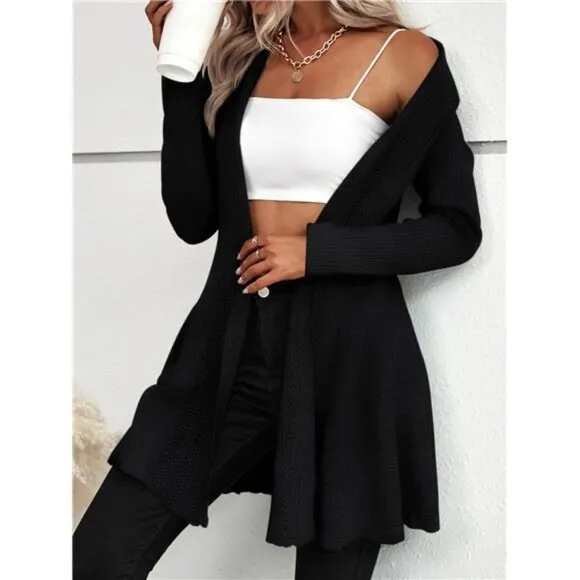 Ruffle Hem Open Front Cardigan
