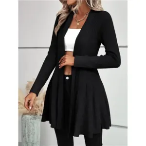 Ruffle Hem Open Front Cardigan
