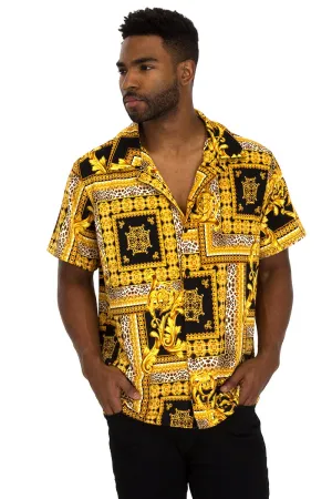 S - 2 XL Gold Frame Button Down Shirt