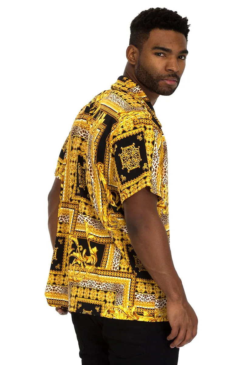 S - 2 XL Gold Frame Button Down Shirt