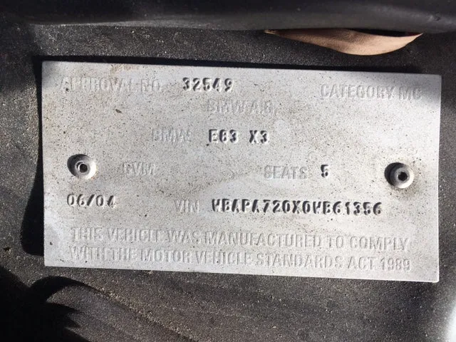 S2723 X3 E83 SAV 2.5i M54 AUTO 2004/04