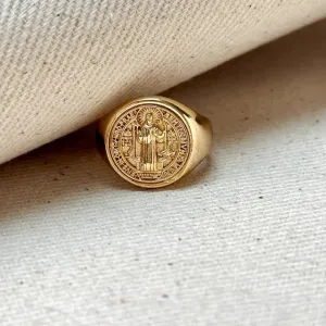 Saint Benedict Signet Ring In Gold