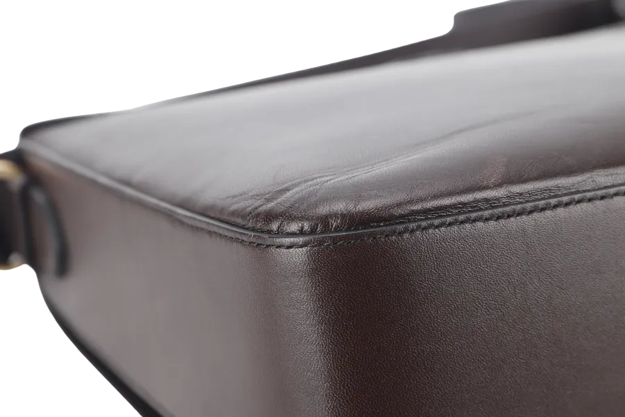 SALVATORE FERRAGAMO MAP CASE BROWN CALF LEATHER NO DUST COVER WITH BOX