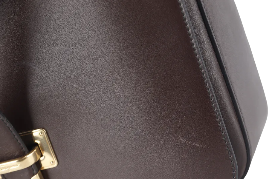 SALVATORE FERRAGAMO MAP CASE BROWN CALF LEATHER NO DUST COVER WITH BOX