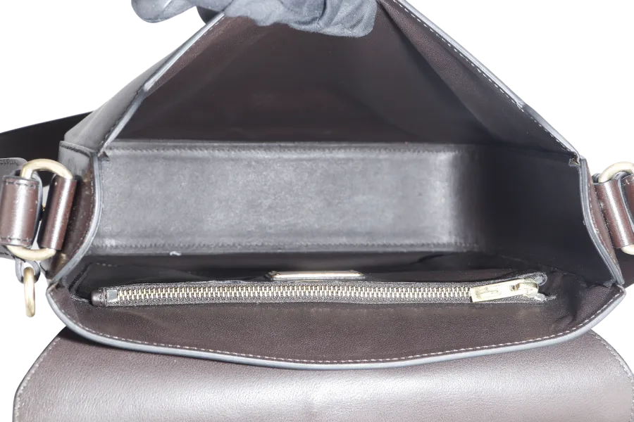 SALVATORE FERRAGAMO MAP CASE BROWN CALF LEATHER NO DUST COVER WITH BOX