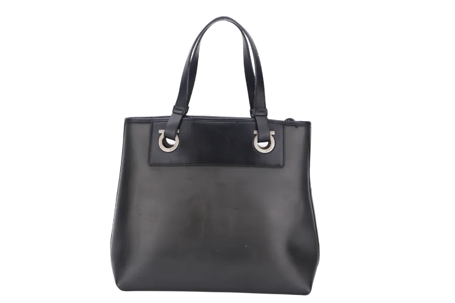SALVATORE FERRAGAMO TOTE (AU-21 9355) BLACK PVC & LEATHER, NO DUST COVER & BOX