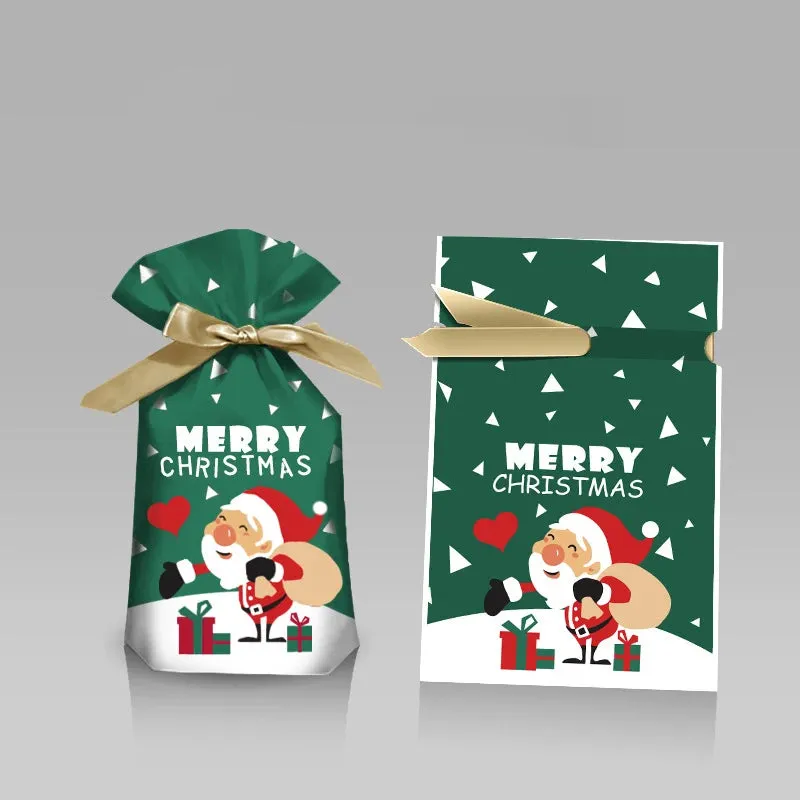 Santa Gift Bag with Snowflake Drawstring for Christmas