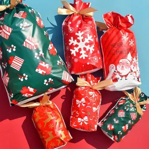 Santa Gift Bag with Snowflake Drawstring for Christmas